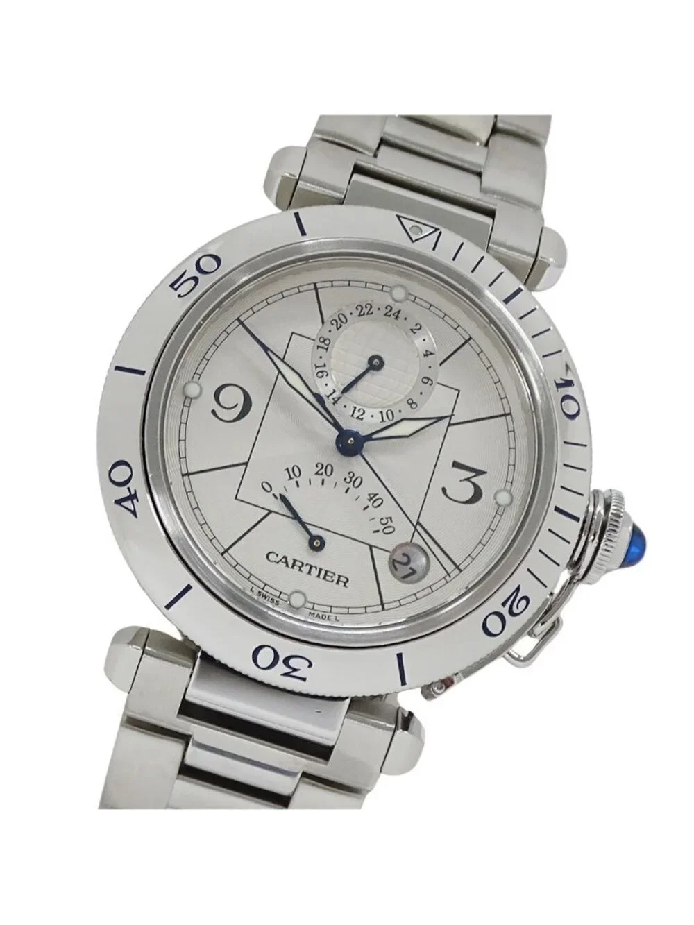 Cartier Watch Pasha Power Reserve GMT Date Automatic Winding at Stainless Steel